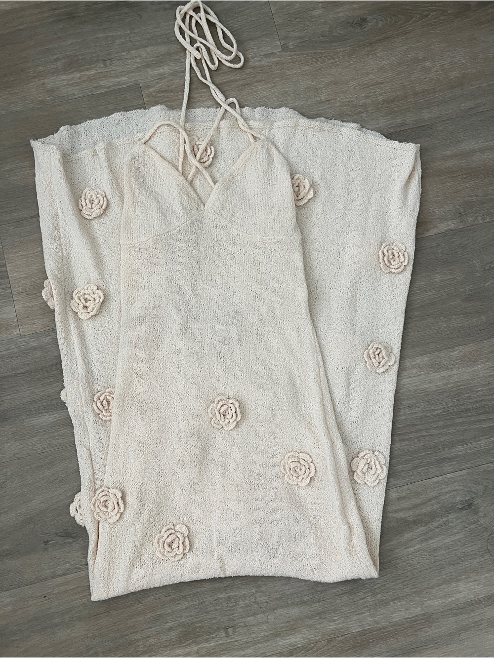 MESHKI Suki Knit Maxi Dress with Flowers Sz M